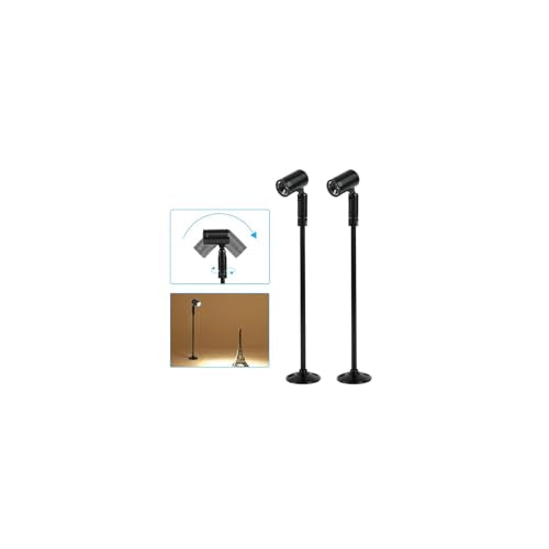Hardwired 2Pc Mini LED Spotlight 3W Spot Light Display Lighting 110V | Jewelry Showcases, Adjustable Angle, Standing Up Cabinet Spotlight Accent Lights for Display Cabinet Artwork
