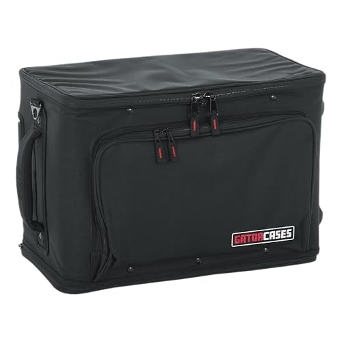 Gator Cases Lightweight Rack Bag with Removable Shoulder Strap, Pull handle, and Wheels, 4U Rack - 12.5" Rackable Depth (GR-RACKBAG-4UW) - size: 4U Rack Space - Rolling