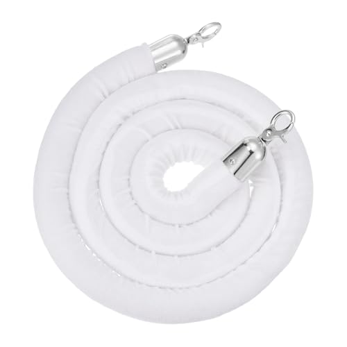 PATIKIL Velvet Stanchion Ropes, (6.6Ft x1.26 Inch, White) (1Pcs), Velvet Ropes Crowd Control Queue Barrier with Silver Buckle, Suit for - Carpet Events/Hotels/Movie Theaters/Grand Openings - color: White Rope, Silver Buckle