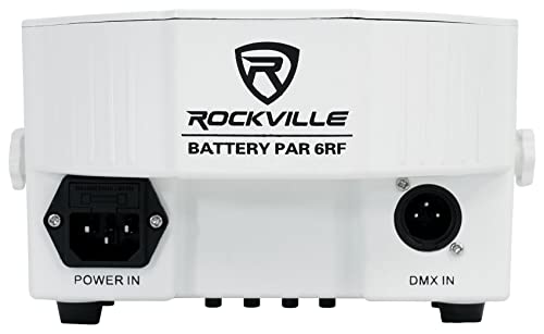 Rockville Battery PAR 6RF White RGBWA+UV Wash Light Pair with RLB90 Bag | Up to 15-Hour Rechargeable Battery, 6x 6W LEDs, Wireless DMX, XLR In/Out, RF Remotes, Sound Activated, 3-Items