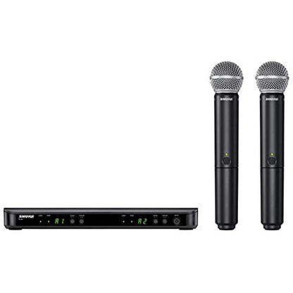 Shure BLX288/SM58 Dual-Channel Wireless Audio System H9 Band (512–542 MHz) – BLX88 Receiver, (2) BLX2 Transmitters with SM58 Dynamic Mic, Up to 14 Hr Battery, 300 ft Range | BLX88 Receiver, (2) BLX2 Transmitters with SM58 Dynamic Mic, Up to 14 Hr Battery,