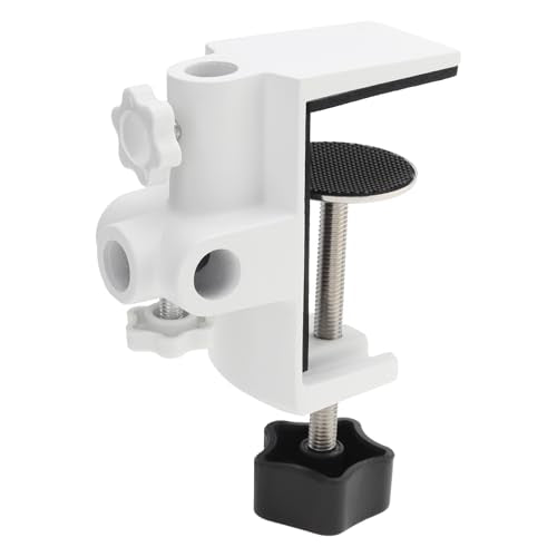 RTNLIT Desk Lamp Clamp, 1/2 inches 4 Hole Metal Table Mounting Clamp, White | Universal C Clamp for Magnifying Light/Microphone/Boom Scissor Arm, Fits up to 2-1/2 inches Desktop Thickness - color: White