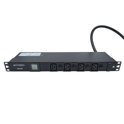 30A Rack Mount PDU, L6-30P Input Power Distribution Unit with 12 C13 & 4 C19 Outlets, 7200W 1U 19 Inch Horizontal Rack Mount Power Strip with Overload Protection and LCD Display - color: LED Metered