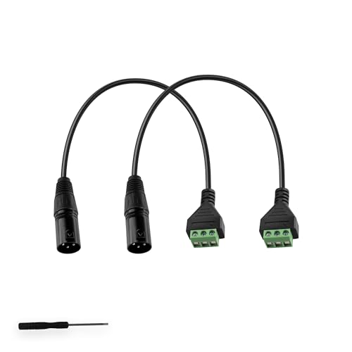 GINTOOYUN XLR Cable 3 Pin XLR Male to 3 Pin Terminal Converter Adapter Cable for Speakers,Microphone,Sound Equipments,Live Performance & Recording(33cm) - style: Male