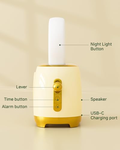 Alarm Clock for Kids, Cute Toast Night Light Alarm Clocks for Bedrooms, Dimming Rechargeable Small Led Desk Clock with Snooze & Countdown for Room Decor, Bedside Clock for Teen Girls Boys