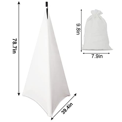 AKOZLIN Speaker Stand Cover with 360 Degree Tripod Stand Skirt Skrim Stretchable Lycra Fabric Covers with Free Storage Bag TWO PACK White - color: White-Two pack