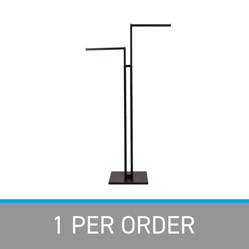 SSWBasics Black 2-Way Adjustable Clothing Rack with Straight Arms and Chrome Accents - Adjustable From 48" to 72" - Great for Retail, Restaurants, and Home Storage