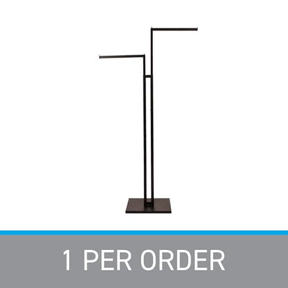 SSWBasics Black 2-Way Adjustable Clothing Rack with Straight Arms and Chrome Accents - Adjustable From 48" to 72" - Great for Retail, Restaurants, and Home Storage
