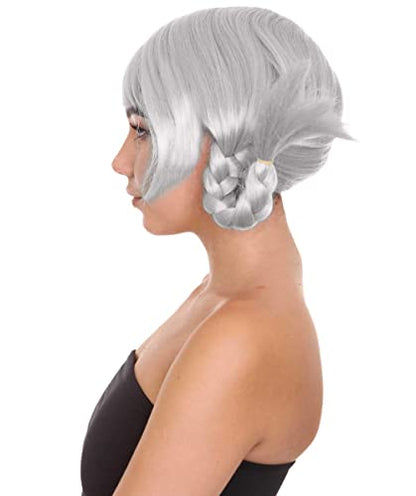 HPO Bavarian Double Braided Wig, Breathable Capless Cap, Premium Handcrafted Wig, Designed for comfort fit, flame retardent synthetic fiber (Grey) - color: Grey