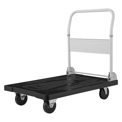 VEVOR Foldable Push Cart Dolly, 660 lbs Capacity, Folding Platform Truck with Swivel Wheels, Moving Platform Hand Truck Flatbed Cart, Space Saving Push Handle, for Easy Storage, 35.2 x 23.4 x 33.5 in - size: 35.2 x 23.4 x 33.5 in/ 895 x 595 x 850 mm
