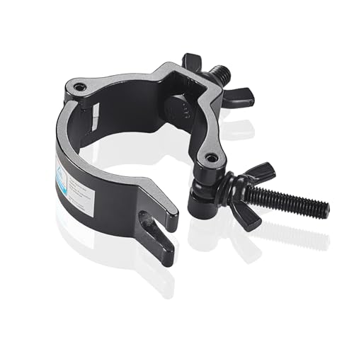 Truss Clamp Black 2 inch, 10PCS Rualin Premium Stage Light Clamps 50mm with TUV Certified, Heavy Duty 100kg 220lb Aluminium Lighting O Clamps, Fit for 48-52mm OD Tube/Pipe