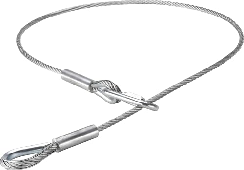 Kupo Safety Wire Heavy-Duty Steel Cable for Lighting and Rigging, 3.4ft Length with Locking D-Ring and 5mm Diameter for Securing High-Load Fixtures and Overhead Equipment (KG061112) - style: 105cm
