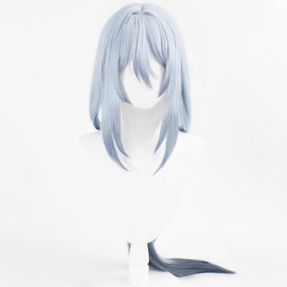 Anime Gray Black Gradient Wig Women Cold Elegant Role Halloween | Women Long Straight Hair with Bangs Halloween,Christmas,Comic con Heat Resistant Fiber Free Cap - color: Blue Black Gradient