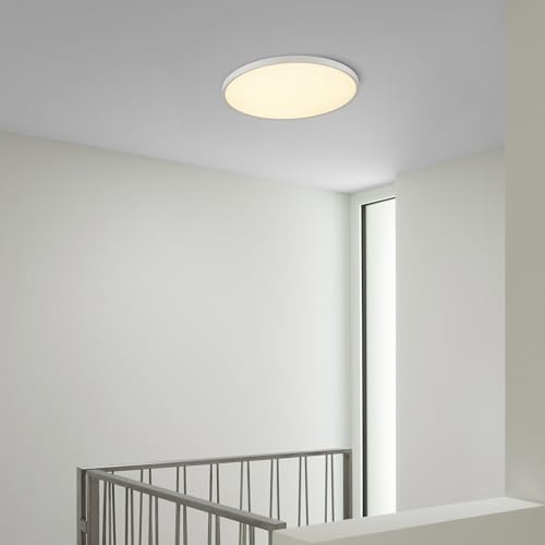 Maxxima 24" White LED Flush Mount Ceiling Light Fixture, 3300 Lumens, 5 CCT | 2700K/3000K/35000K/4000K/5000K, Round Color Selectable Panel Light, Dimmable, Suitable for Bathroom - size: 24 Inch