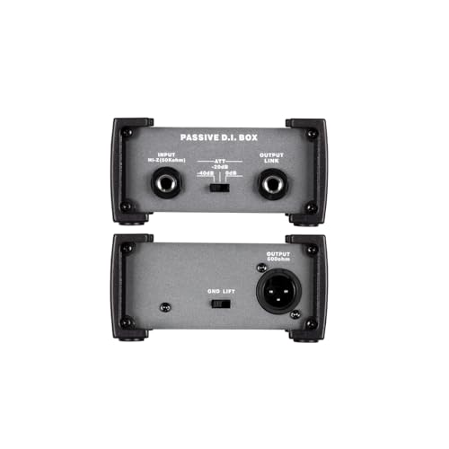 StudioMan PRO100 Passive Direct Box - 1/4" to XLR Balanced Converter, Studio & Stage DI Box with Impedance Matching, Hum Elimination & Anti-Vibration Pads