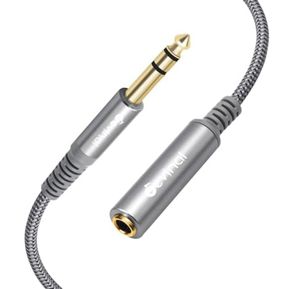 1/4 inch Headphone Extension Cable, 6.35mm TRS Male to Female Stereo Cord, Quarter Inch Guitar Cable Extender, 6ft (2 Meters) - color: Silver 1.8M/6FT