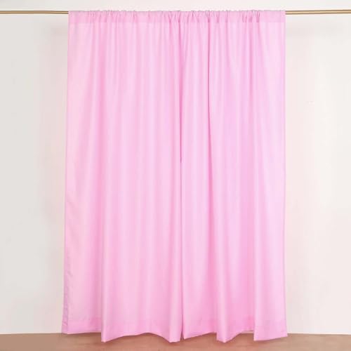 Efavormart 2 Pack | Pink Polyester Drapery Panels with Rod Pockets, Photography Backdrop Curtains, 5ftx8ft - 130 GSM - color: Pink