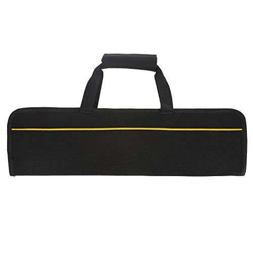 Tosnail 5 Slots Chef Knife Case Roll Bag with Easy Carry Handle - Yellow Line - size: 19" x 5.5" x 1"
