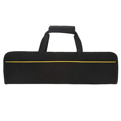 Tosnail 5 Slots Chef Knife Case Roll Bag with Easy Carry Handle - Yellow Line - size: 19" x 5.5" x 1"
