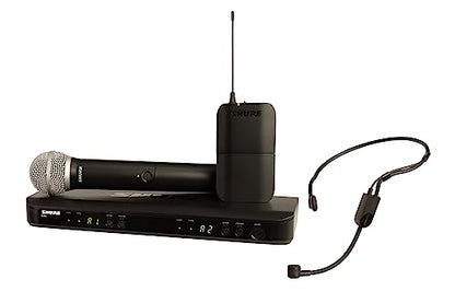 Shure BLX1288/P31 UHF Wireless Microphone System - Perfect for Church, Karaoke, Stage, Vocals - 14-Hour Battery Life, 300 ft Range | Includes Handheld & Headset Mics, Dual Channel Receiver | H8 Band - style: H8 Band (518-542 MHz)
