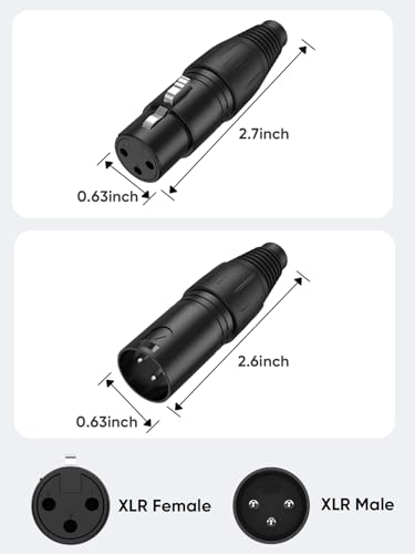 CableCreation 3Pin XLR Male*1+3Pin XLR Female*1, Mic Adaptor Connector 1Pair - size: 1 Pair