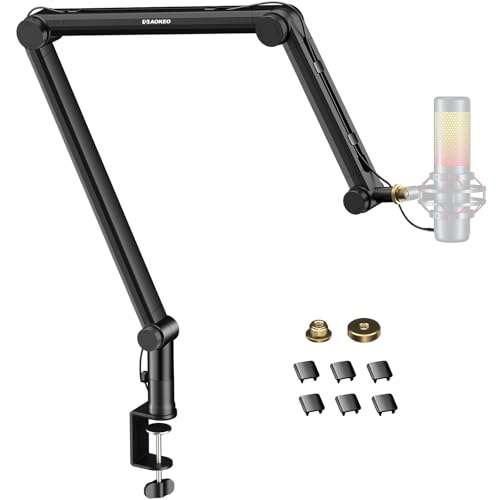 Microphone Arm,Aokeo AK-49 Adjustable Compact Mic Suspension Boom Scissor Arm Stand For Blue Yeti,Snowball iCE,HyperX QuadCast,Etc