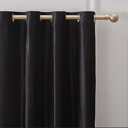 BULBUL Velvet Black Blackout Curtains 90 inch Long for Living Room - color: Black, size: 52"W x 90"L (Pack of 2)