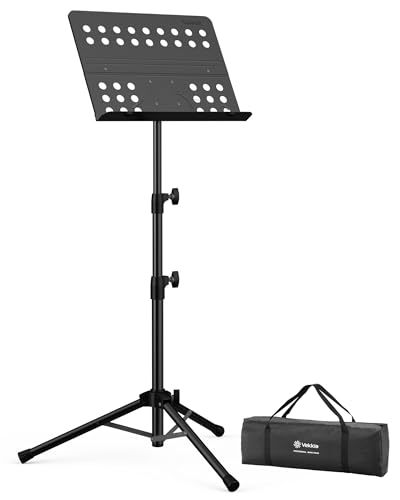 Vekkia Metal Professional Portable Perforated Sheet Music Stand - size: 32-56inch