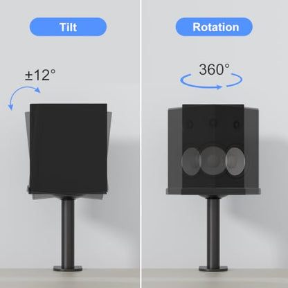 suptek Small Clamp-on Speaker Stand Desk Mount Set, Tilt, Swivel, 7.8 x 6.5 inch Trays, Universal Audio Holders for Computer and Bookshelf Speakers, Elevated Sound, 2 Pack, Black, SDM001SFX - color: Black, size: 7.8 x 6.5x 8.9"(h)
