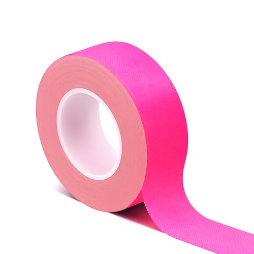 Pink Neon Gaffer Tape, Fluorescent Blacklight UV Reactive Spike Tapes, UV Blacklight Glow in the Dark Tape for Party, Stage and Art Crafts, 1inch x 49 Feet (Pink) - color: Pink