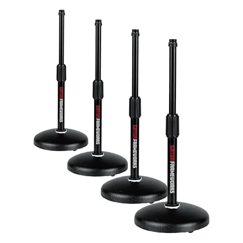 Gator Frameworks Desktop Microphone Stand with Round Weighted Base & Adjustable Height (GFW-MIC-0501) (Pack of 4) - size: 5" (Pack of 4), style: Weighted Base - Adjustable Height