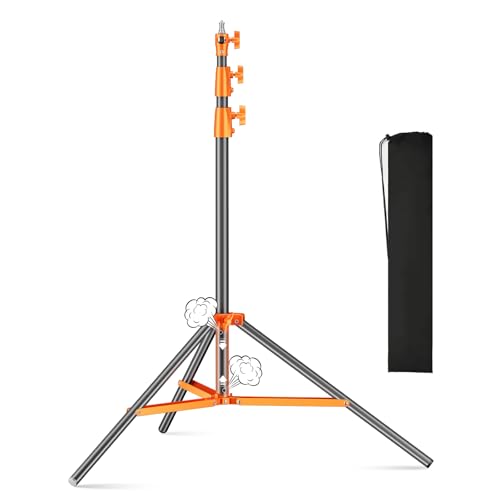 Heavy Duty Light Stand 9.1ft/280cm All Metal Tripod Stand Max Loading:10KG Air Pressure Buffer Photography Light Stand with 1/4” to 3/8” Screw Adapter for Strobe,Ring Light, Monolight, Softbox - color: Orange