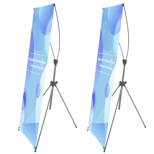 X Banner Stand Adjustable Fits Any Banner Size Width 23" to 32" and Height 63" to 78" with Portable Canvas Bag Ideal for Trade Shows, Advertising,Store Sign, Retail Display Hardware Only (2 Pack) - size: 2 Pack