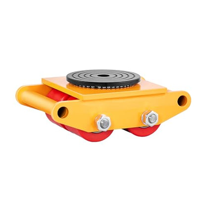 VEVOR Machine Skate, 6T Machinery Skate Dolly, 13228 lbs Machinery Moving Skate, Machinery Mover Skate with 360° Rotation Cap and PU Directional Rollers, Heavy Duty Industrial Moving Equipment, Yellow - size: 6T