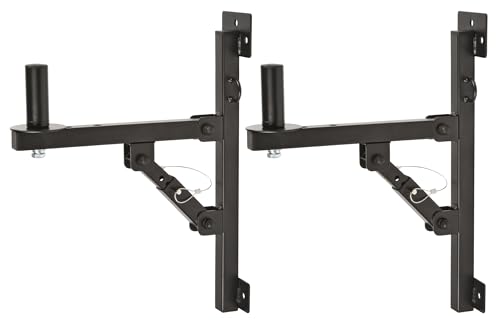 QUIK LOK - SB781 Heavy-Duty Wall Mount Speaker Brackets - Pair of Professional Steel Studio Monitor and PA Stands with 35mm Insert, Adjustable Depth 9.6 to 13.2 Inches, 88 lbs Capacity, Black