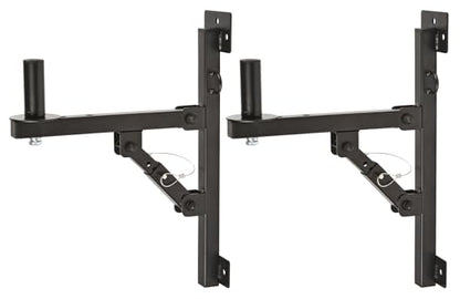 QUIK LOK - SB781 Heavy-Duty Wall Mount Speaker Brackets - Pair of Professional Steel Studio Monitor and PA Stands with 35mm Insert, Adjustable Depth 9.6 to 13.2 Inches, 88 lbs Capacity, Black