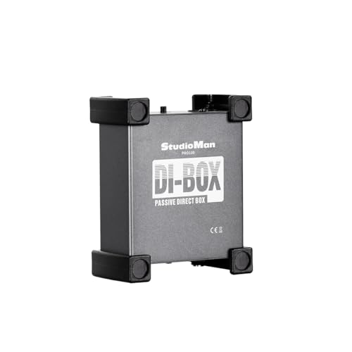 StudioMan PRO100 Passive Direct Box - 1/4" to XLR Balanced Converter, Studio & Stage DI Box with Impedance Matching, Hum Elimination & Anti-Vibration Pads