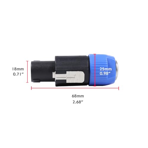 HBU 2 Packs Speakon to 1/4 Connector - 2pcs Speak-On Male to 1/4" TS Female Jack Adapter End - NL4FC to 1/4 Inch Converter Jack with Twist Lock for Pro PA DJ Loudspeaker Amplifier Mixer (2-Pack) - size: 2-Pack