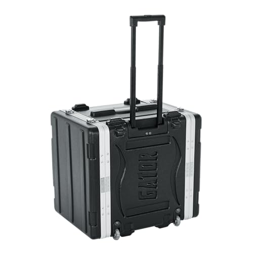 Gator Cases Lightweight Rolling 8U Rack Case with Heavy Duty Latches, Retractable Tow Handle, and Recessed Wheels, Standard 19.25" depth (GRR-8L) | Travel Friendly Mobility with Wheels & Pull Handle Lightweight Case & Field Replaceable Steel Rails - size: