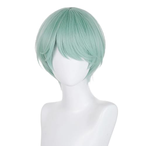 Mint Green Short Cosplay Wig for Adult Trendy Layered Bob Cut High-Temperature Synthetic Fiber for Halloween Costume Party Daily Wear - color: Mint Green