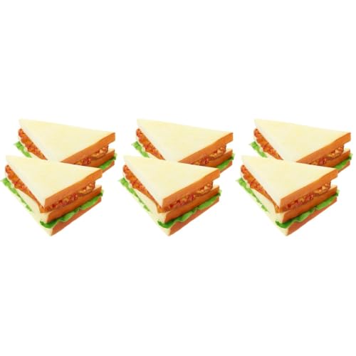 NOLITOY 6 Pcs Artificial Sandwiches Pu Food Model 5.51 X 4.52 X 6.49 in Fake Sandwich Props for Kitchen Display Photo Prop Party Decoration Classroom Teaching