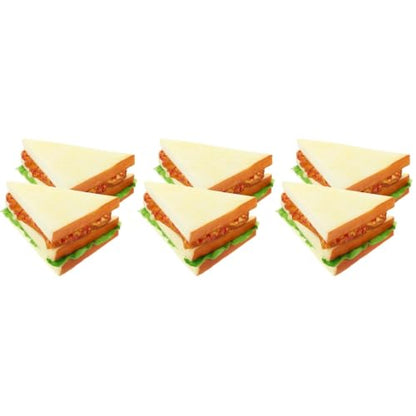 NOLITOY 6 Pcs Artificial Sandwiches Pu Food Model 5.51 X 4.52 X 6.49 in Fake Sandwich Props for Kitchen Display Photo Prop Party Decoration Classroom Teaching