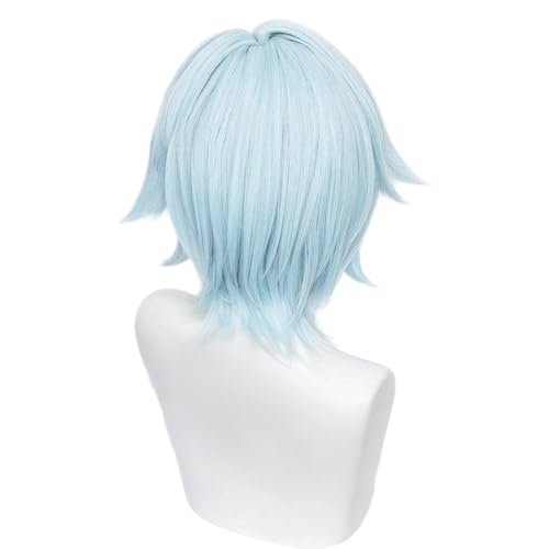 Eula Wig for Women Blue Gradient Shoulder-length Heat Resistan Synthetic Hairs for Unisex Adult Halloween Cos Anime Captain of the Reconnaissance Company Wigs - color: Blue Shoulder-length