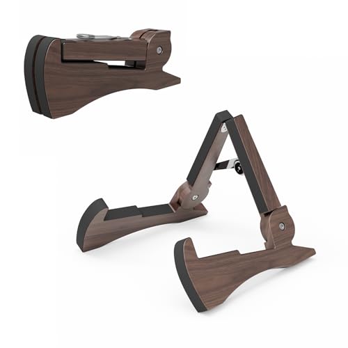 DIDA Lightweight Foldable A- Frame Plastic Guitar Stand for Acoustic, Electric Guitars, Ukulele, Guitar Stand Floor, Portable Travel Stand, Single Guitar Holder (Black Walnut) - color: Black Walnut