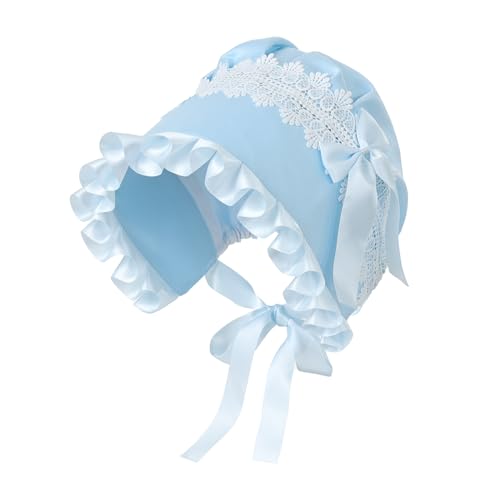 Women's Mob Cap Victorian Housemaid Bonnet Pilgrim Hat Colonial Costume Accessory - color: Blue
