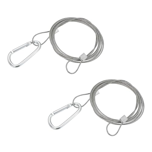MECCANIXITY 6 Inch Safety Cable Lock, 1/16'' Stainless Steel Cable with Loops Security Wire Lock for Hanging Lighting Luggage Plant Pictures Pack of 2 - size: 150 x 1.5mm