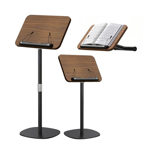 2-in-1 Dual-Use Music Stand & Tabletop Stand, 16.5"–51" Height Adjustable - color: Walnut Effect, size: Non-wheeled