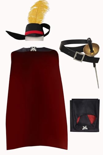 Kids Cosplay Sword Cape Costume Cat Hat in Boots Outfit Leather Belt Full Set Accessories - size: 130