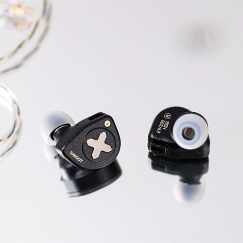 Linsoul SIMGOT EW300 1DD+1Planar+1PZT Hybrid Driver IEMs, HBB Edition | HiFi Wired Earbuds, Gaming Earbuds with Detachable Nozzles, Silver-Plated OFC In Ear Monitor Cable for Audiophile Musician - style: EW300 HBB