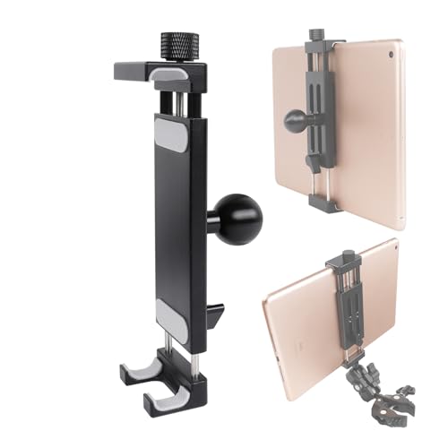 Aluminum Alloy Tablet Holder with 1" Ball Head-360 Rotatable Tablet Mount for iPad and Other Devices from 4.7"-12.9", Compatible with RAM Mounts and Other B Size Double Socket Arm - size: 1" Ball Head
